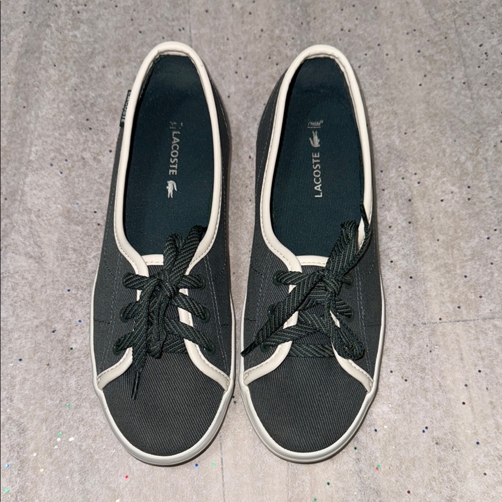 LACOSTE  Dark Green Canvas Sneakers size 6